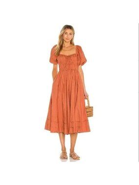 Ulla Johnson Palma Dress Sz 4 Aragon Puff Sleeve Peasant Boho Milkmaid Smocked